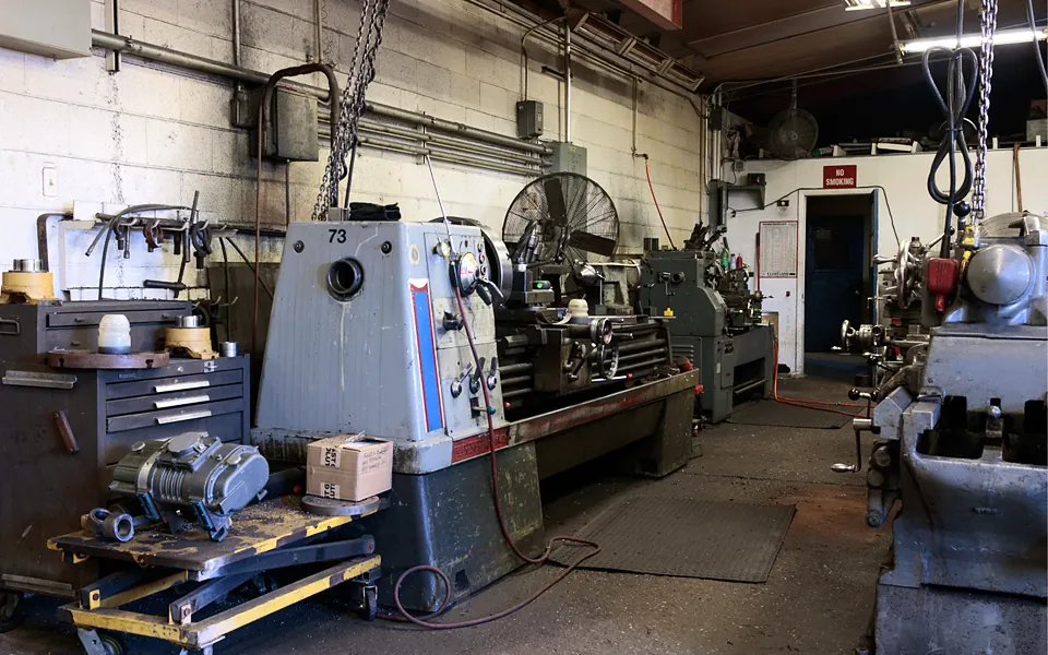 Lathes and machine tools on a working manufacturing shop floor